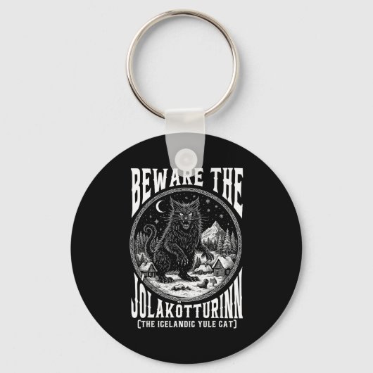 Beware The Jolakotturinn Yule Cat Icelandic Christ Schlüsselanhänger (Vorderseite)