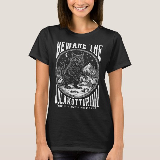 Beware The Jolakotturinn Yule Cat Icelandic Christ T-Shirt (Vorderseite)
