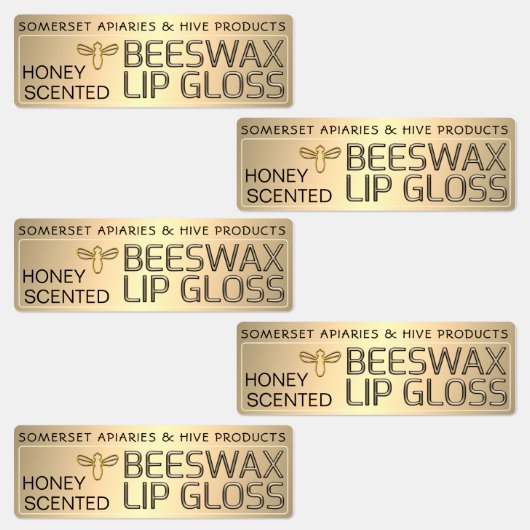 Bewässertes BeesWachs Lip Gloss Label mit Goldbeer Etiketten (Gruppe)