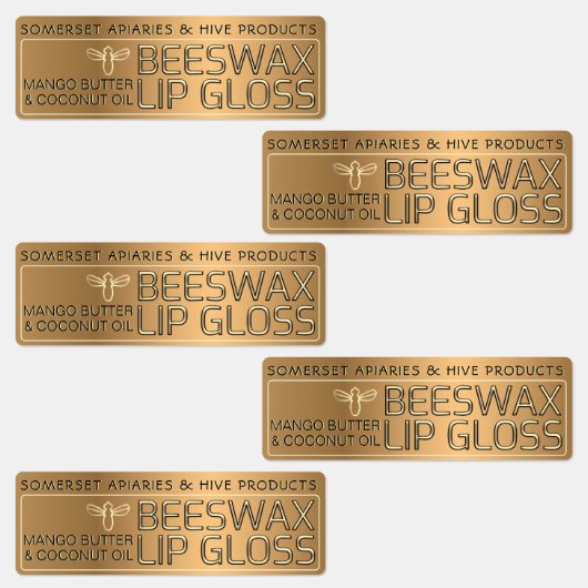 Bewässertes BeesWachs Lip Gloss Label mit Goldbeer Etiketten (Gruppe)