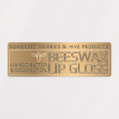 Bewässertes BeesWachs Lip Gloss Label mit Goldbeer Etiketten (Design 1)