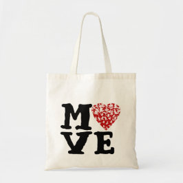 Bewegen Sie rotes Herz des Herz-| u. weiße Tragetasche