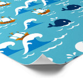 Bewegen Sie sich mit dem Muster der Meereswellen Poster (Ecke)