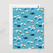 Bewegen Sie sich mit dem Muster der Meereswellen Postkarte (Vorne/Hinten)