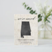 Bewegende Ankündigung, Alabama Staat rustikal Einladungspostkarte (Stehend Vorderseite)