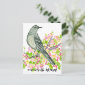 Bewegende Ankündigung Arkansas Mockingbird Blume Postkarte (Stehend Vorderseite)