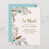 Bewegende Ankündigung Blue Brown Floral Blätter Postkarte (Vorne/Hinten)