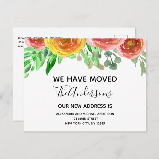 Bewegende Ankündigung Blütenrot Rosa Wasserfarbe (Vorne/Hinten)