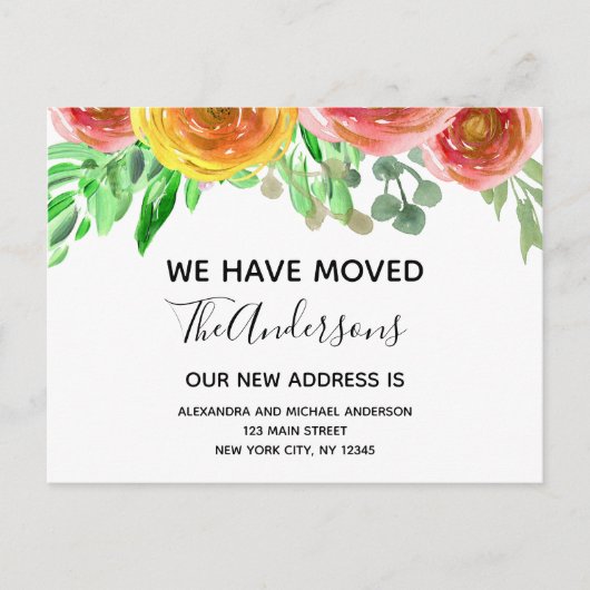 Bewegende Ankündigung Blütenrot Rosa Wasserfarbe (Vorderseite)