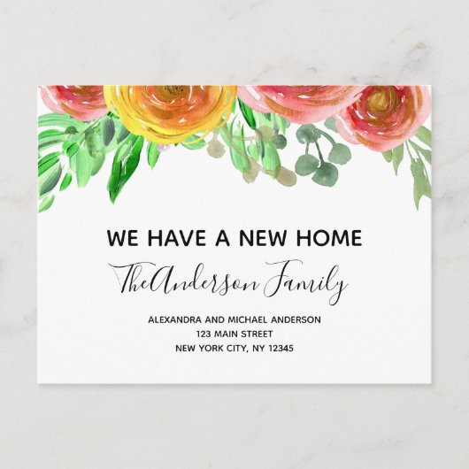 Bewegende Ankündigung Blütenrot Rosa Wasserfarbe (Vorderseite)