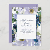 Bewegende Ankündigung Dusty Blue Watercolor Floral Postkarte (Vorne/Hinten)