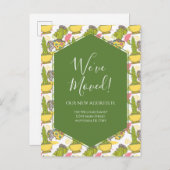 Bewegende Ankündigung gepunkteter Kakteen grün gel Postkarte (Vorne/Hinten)