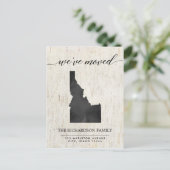 Bewegende Ankündigung, Idaho Staat rustikal Einladungspostkarte (Stehend Vorderseite)