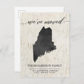 Bewegende Ankündigung, Maine Staat rustikal Einladungspostkarte (Vorne/Hinten)