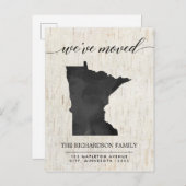 Bewegende Ankündigung, Minnesota Staat rustikal Einladungspostkarte (Vorne/Hinten)
