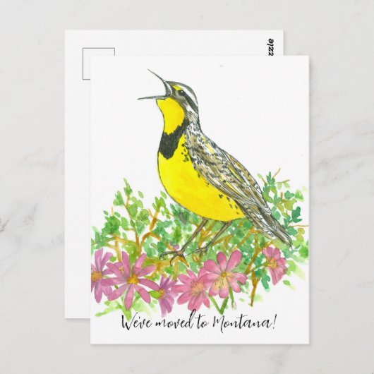 Bewegende Ankündigung Montana Meadowlark Bitterroo Postkarte (Vorne/Hinten)