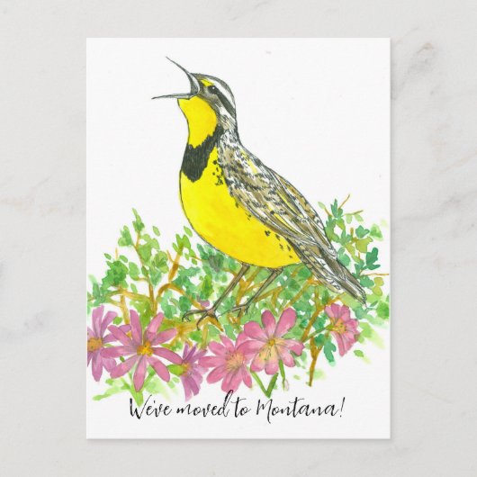 Bewegende Ankündigung Montana Meadowlark Bitterroo Postkarte (Vorderseite)