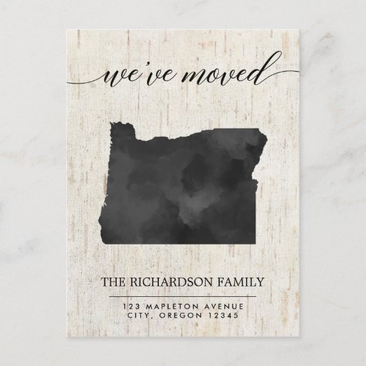 Bewegende Ankündigung, Oregon Staat rustikal Einladungspostkarte (Vorderseite)