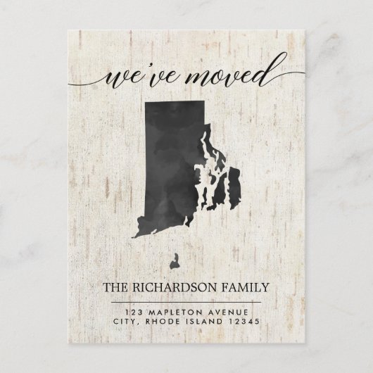 Bewegende Ankündigung, Rhode Island Staat rustikal Einladungspostkarte (Vorderseite)