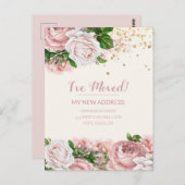 Bewegende Ankündigung Rosa Vintager Glitzer Postkarte (Vorne/Hinten)