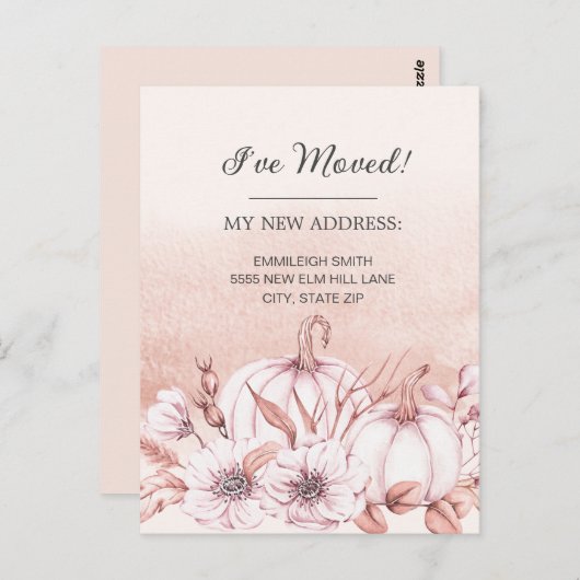 Bewegende Ankündigung rustikale weiße Pumpkins Ora Postkarte (Vorne/Hinten)