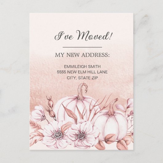 Bewegende Ankündigung rustikale weiße Pumpkins Ora Postkarte (Vorderseite)