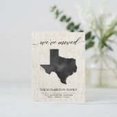 Bewegende Ankündigung, Texas Staat rustikal Einladungspostkarte (Stehend Vorderseite)