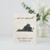 Bewegende Ankündigung, Virginia Staat rustikal Einladungspostkarte (Stehend Vorderseite)