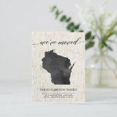 Bewegende Ankündigung, Wisconsin Staat rustikal Einladungspostkarte (Stehend Vorderseite)