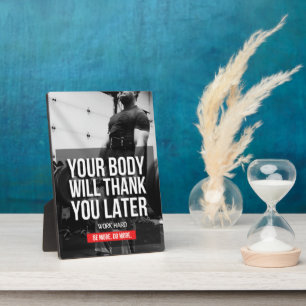 Bewegende Gymnastik trainieren - hart arbeiten Fotoplatte