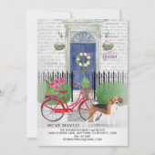 Bewegender Beagle Hunde Fahrradtür Neue Zuhause Ankündigung (Vorderseite)
