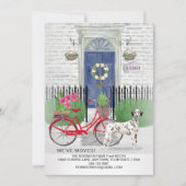 Bewegender Dalmatiner Hunde Fahrrad blaue Tür Neue Ankündigung (Vorderseite)