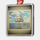 Bewegliche Vintage Reise-Verzierung Alabamas Silbernes Ornament (Links)