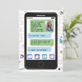 Beweglicher Geburtstag Telefon-Zellen-Foto-Chat Einladung (Stehend Vorderseite)