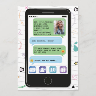 Beweglicher Geburtstag Telefon-Zellen-Foto-Chat Einladung