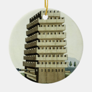 Beweglicher Turm mit äußeren Galerien und einem Keramik Ornament