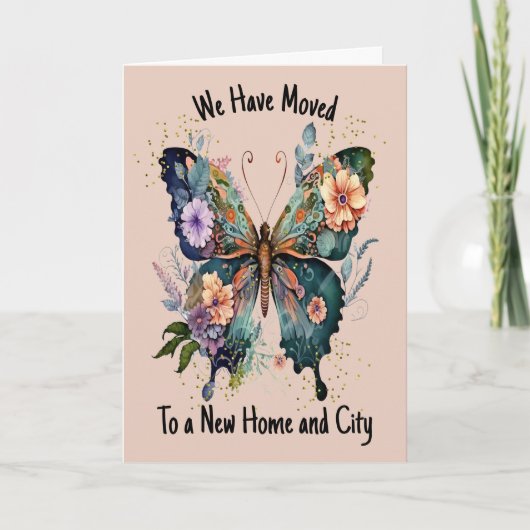 Bewegte Karte mit Schmetterling und Blume (Vorderseite)