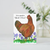 Bewegung Ankündigung Rhode Island Red Hen Violets Postkarte (Stehend Vorderseite)