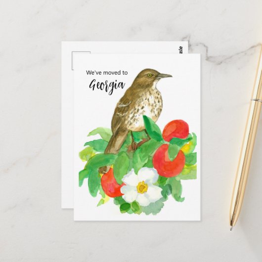 Bewegung der Ankündigung Georgia Pfirsiche Cheroke Postkarte (Vorderseite/Rückseite Beispiel)