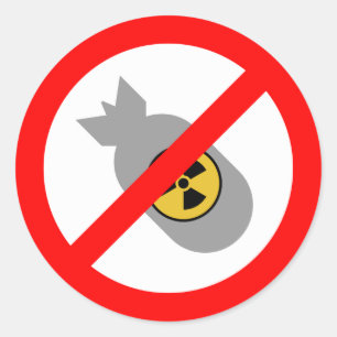 Bewegung für Frieden STOP! KEIN NUKLEARER BOMB! Runder Aufkleber