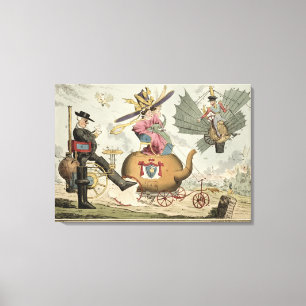 Bewegung - gehend durch den Dampf, reiten durch Leinwanddruck