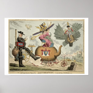 Bewegung - gehend durch den Dampf, reiten durch Poster