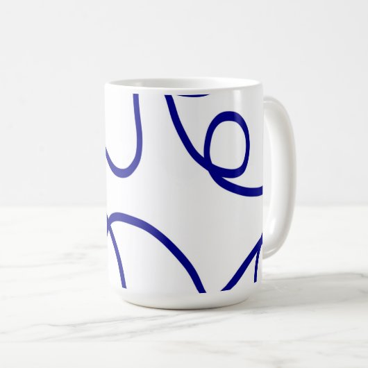 Bewegung: Linie Art in Blau und Weiß Kaffeetasse (VorderseiteRechts)
