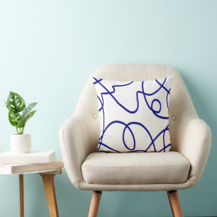 Bewegung: Linie Art in Blau und Weiß Kissen