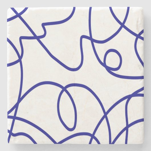 Bewegung: Linie Art in Blau und Weiß Steinuntersetzer (Vorderseite)