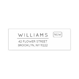 Bewegung. Neue Adresse. Minimale Typografie 01. Permastempel