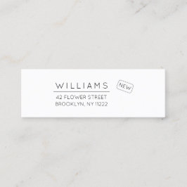 Bewegung. Neue Adresse. Minimale Typografie 01a. Mini Visitenkarte