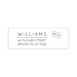 Bewegung. Neue Adresse. Minimale Typografie 01a. Permastempel