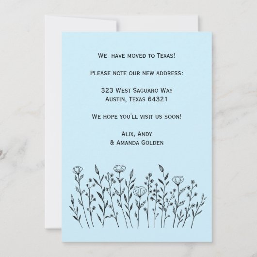 BEWEGUNG VON ANKÜNDIGUNGSWildblumen Einfache benut Einladung (Rückseite)