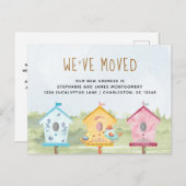 Bewegung von niedlichen Vogelhäusern Ankündigungspostkarte (Vorne/Hinten)